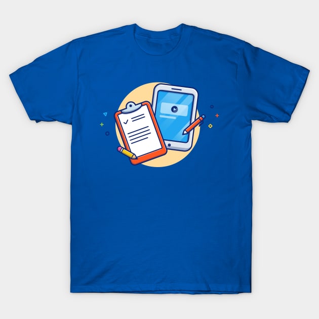 Clipboard, Pencil, Paper, Pen, And Tablet Cartoon T-Shirt by Catalyst Labs